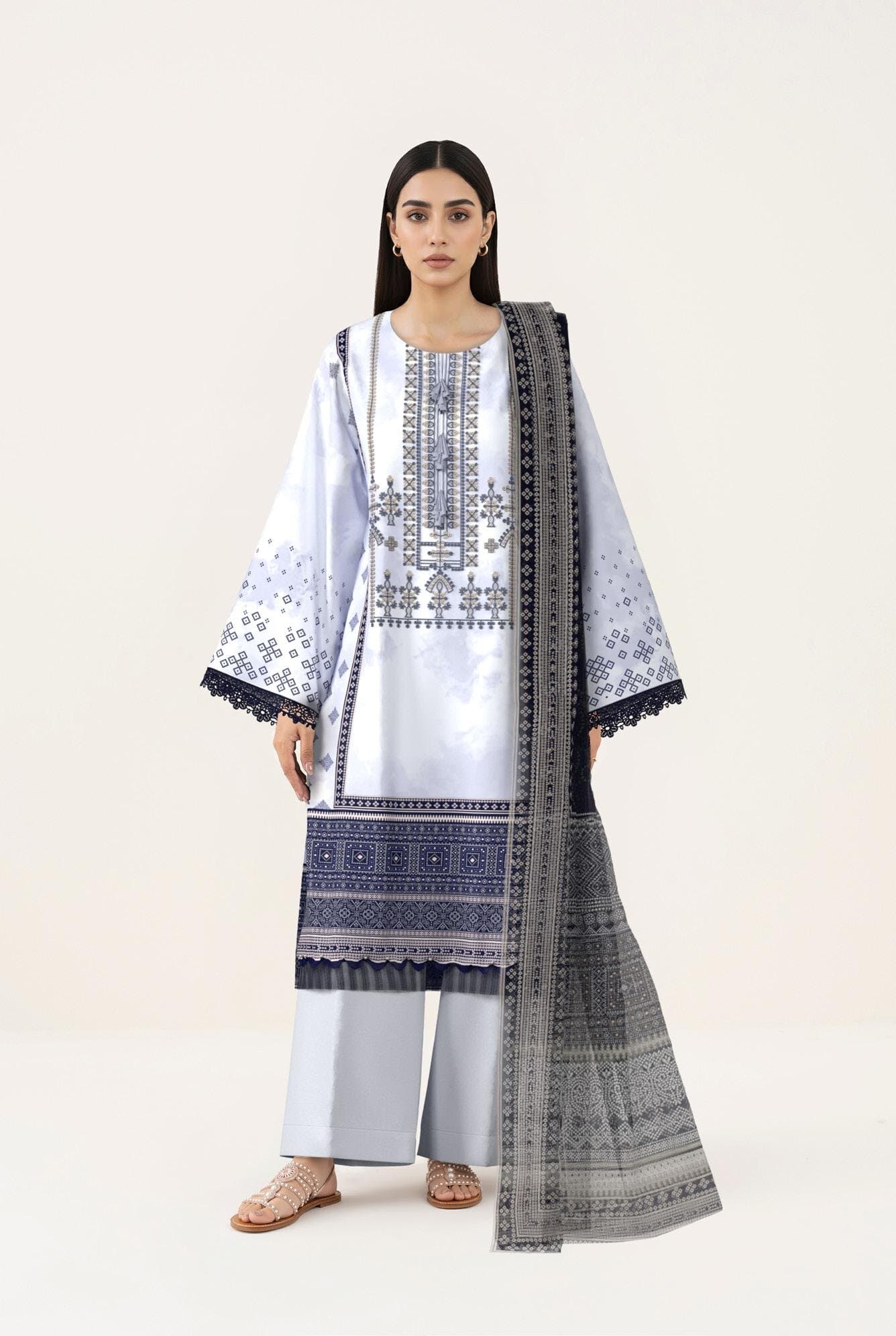none unstitched 3-piece unstitched printed embroided lawn suit — Sapphire 3-Piece Digital Printed Embroided Lawn-23