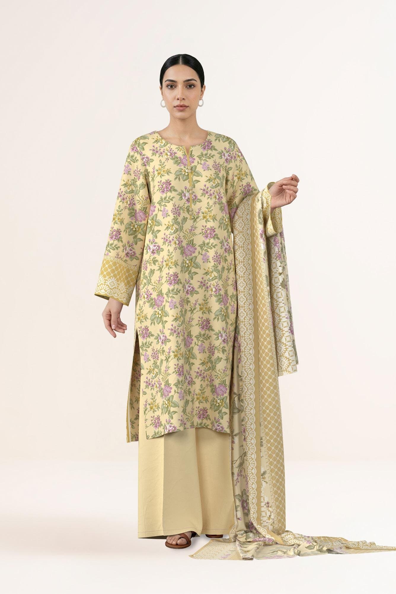 none unstitched 3-piece unstitched printed lawn suit — Sapphire 3-Piece Printed Lawn Suit-86