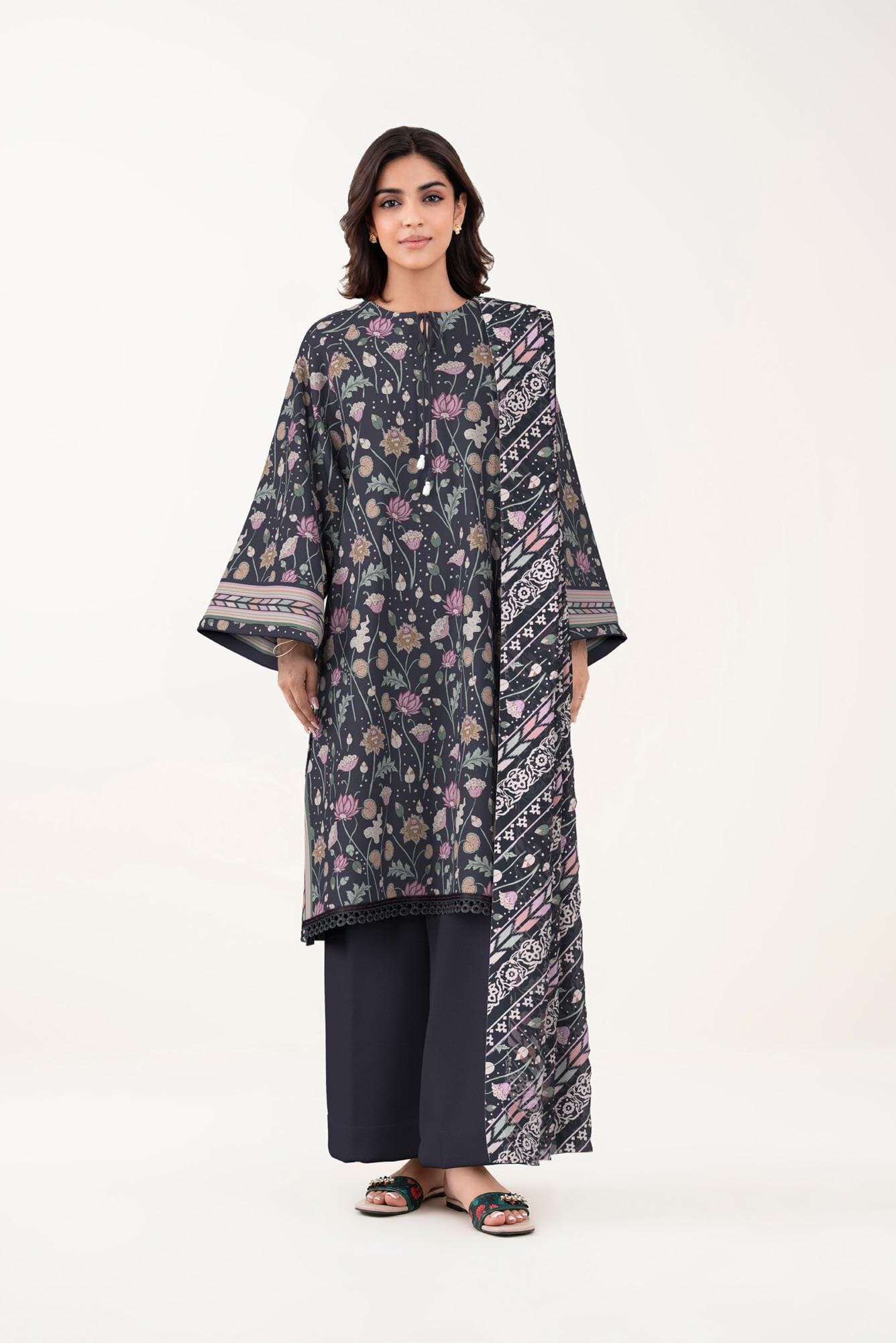 none unstitched 3-piece unstitched printed lawn suit — Sapphire 3-Piece Printed Lawn Suit-85
