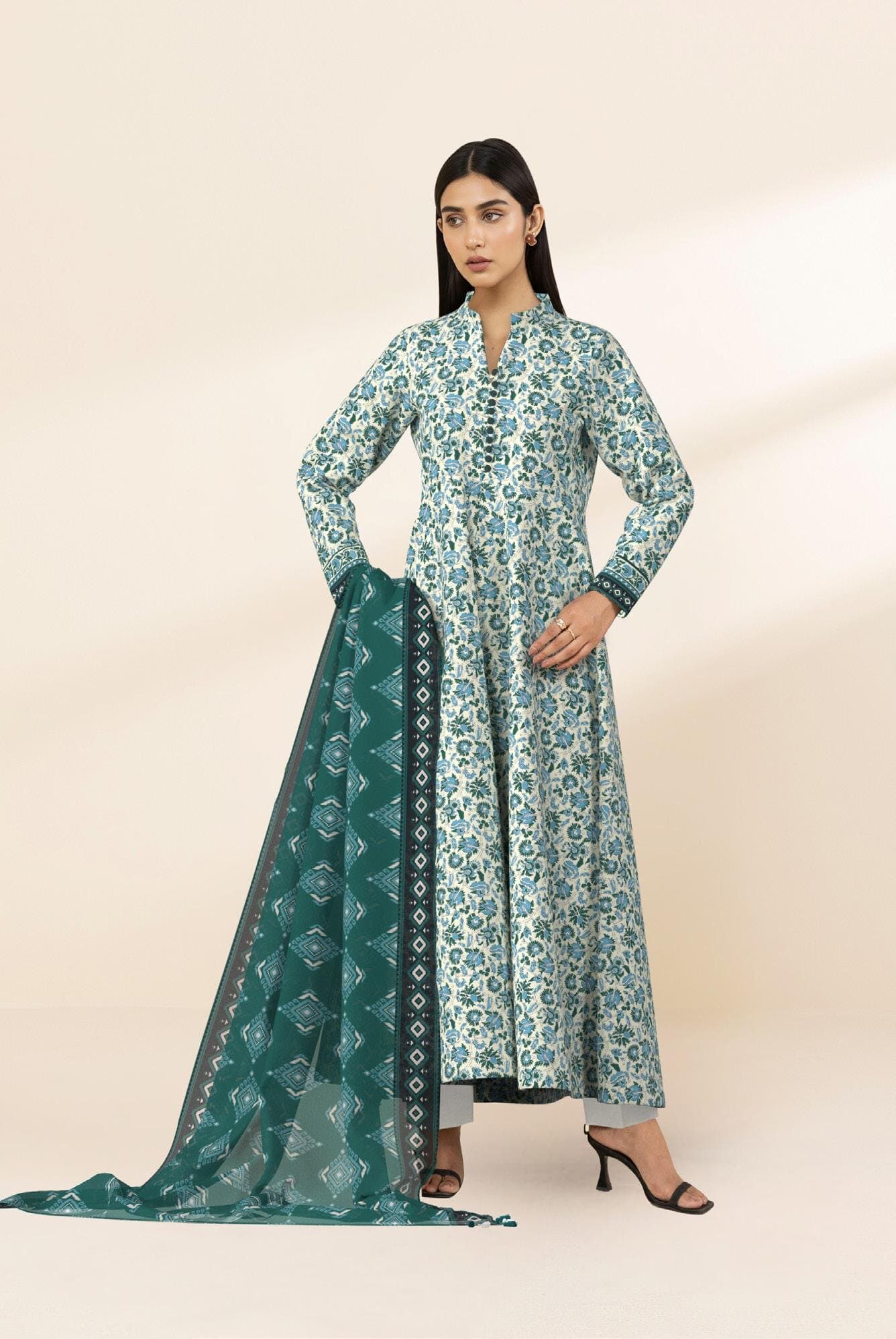 none unstitched 3-piece unstitched printed lawn suit — Sapphire 3-Piece Printed Lawn Suit-84