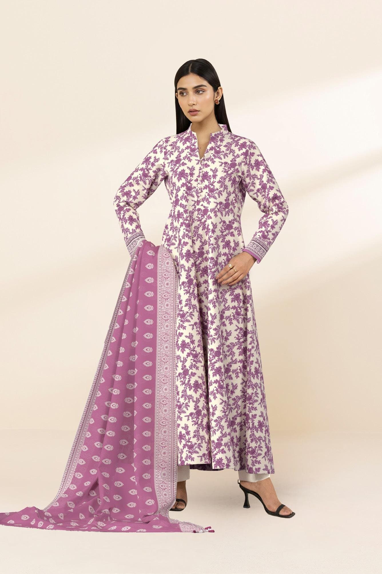 none unstitched 3-piece premium printed lawn suit — Sapphire 3-Piece Printed Lawn Suit-98