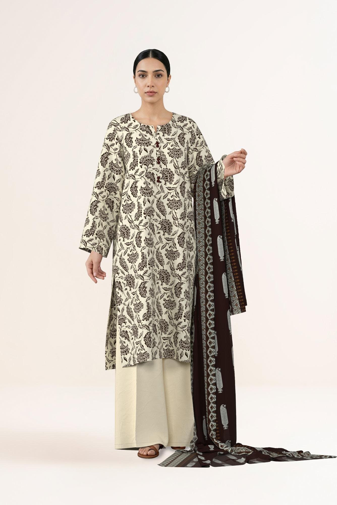 none unstitched 3-piece unstitched printed lawn suit — Sapphire 3-Piece Printed Lawn Suit-91