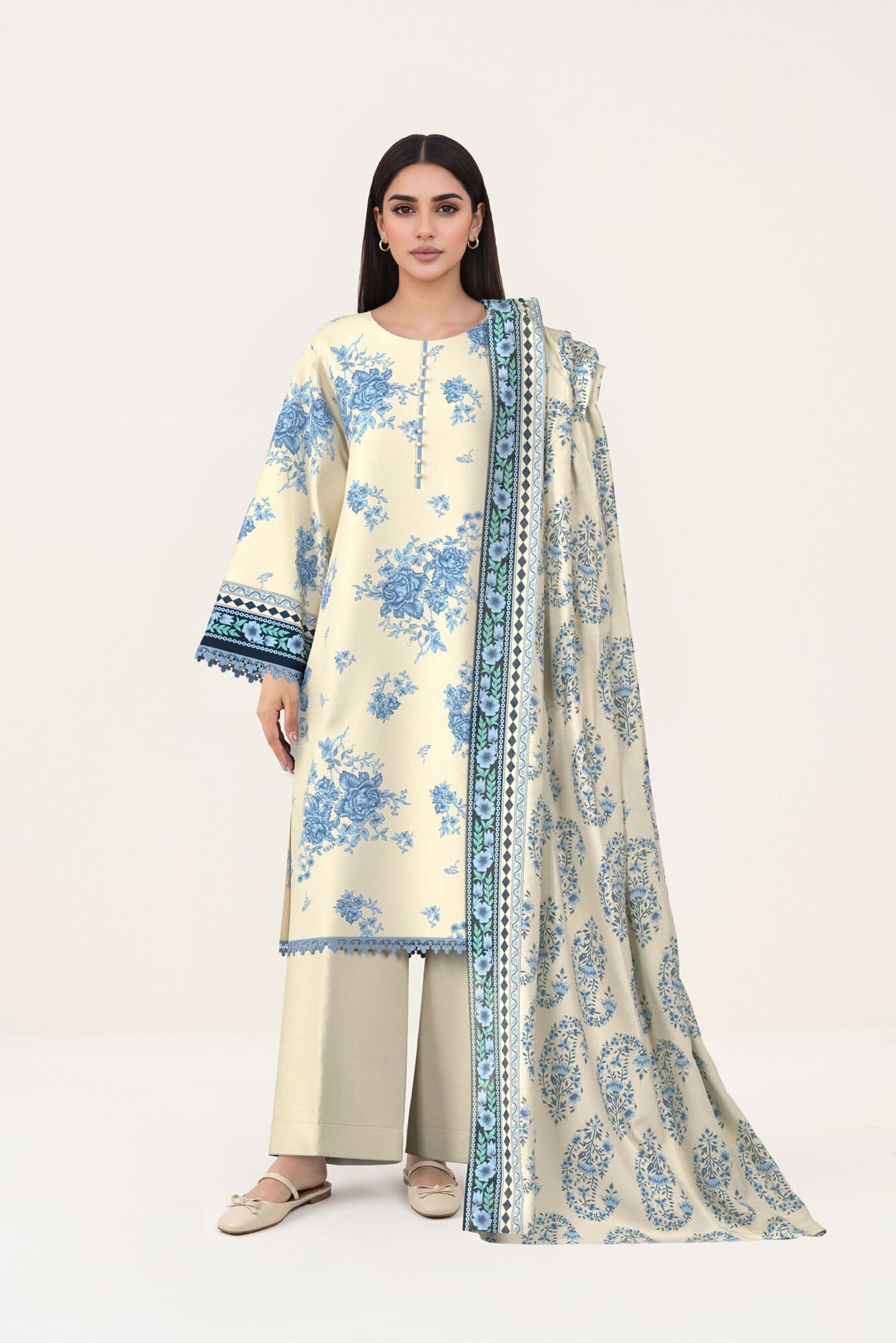none unstitched 3-piece unstitched printed lawn suit — Sapphire 3-Piece Printed Lawn Suit-116